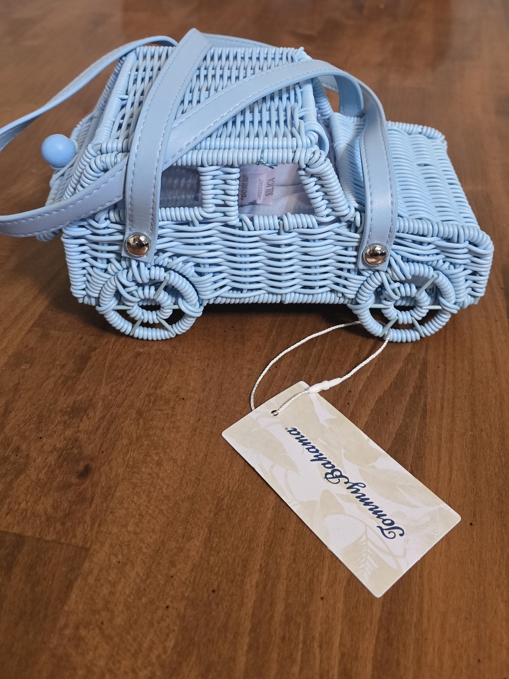 Tommy Bahama Light Blue Woven Car-Shaped Handbag